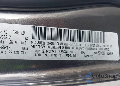 2018 Dodge Journey Se из США, поврежденный, VIN 3C4PDCAB0JT309640